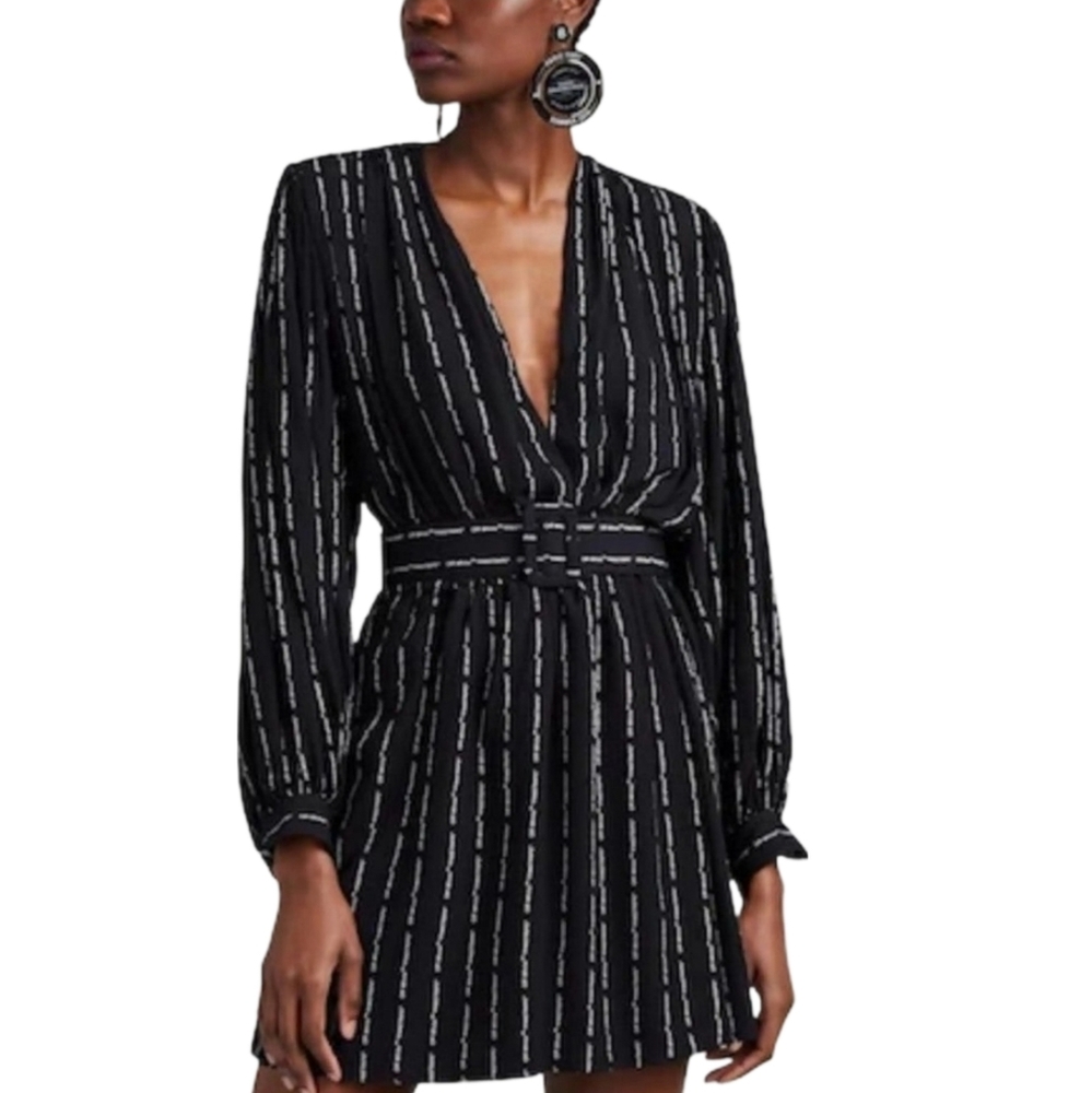 OFF-WHITE | Pinstripe Logo Mini Dress Black US 6